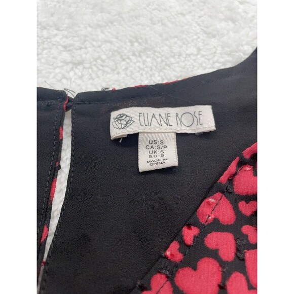 Eliane Rose Heart Print Vneck Short Party Dress Womens Small Textured 3D Cottage - Picture 5 of 11